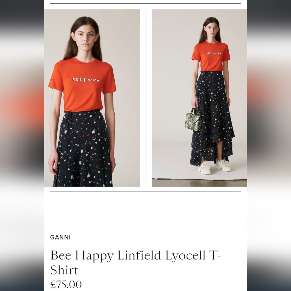 Ganni Bee Happy T-Shirt - Picture 9 of 15